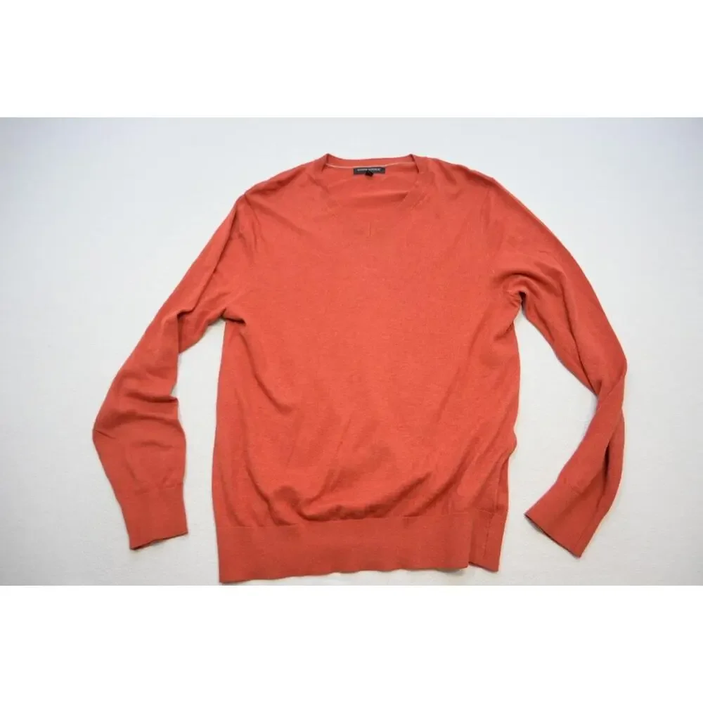 Banana Republic V Neck Sweater Cotton Blend Orange‎ Mens Size Medium